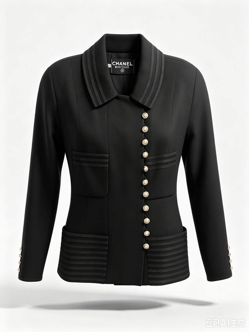 CHANEL Black Structured Button-Front Jacket